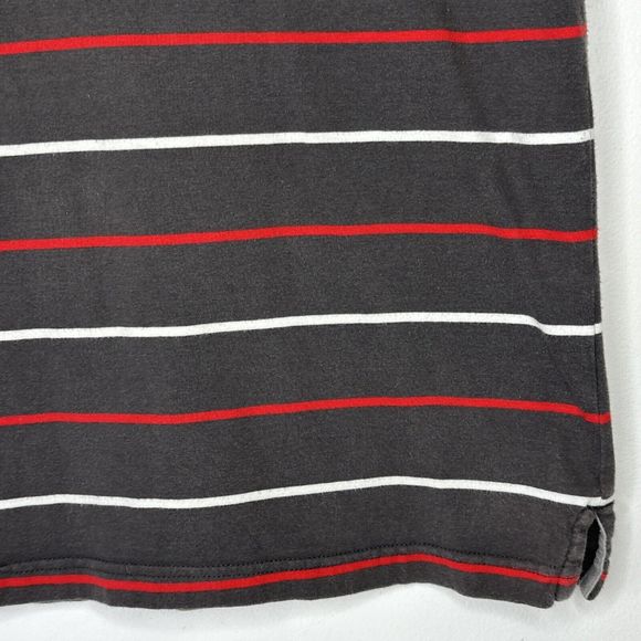 VTG 80’s OP Ocean Pacific Short Sleeve Stripes Polo Shirt Men’s Medium Gray Red - Picture 6 of 7